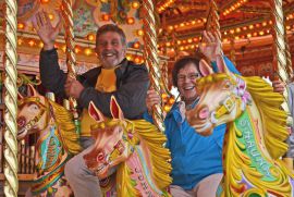 Lions enjoying the fairground rides.